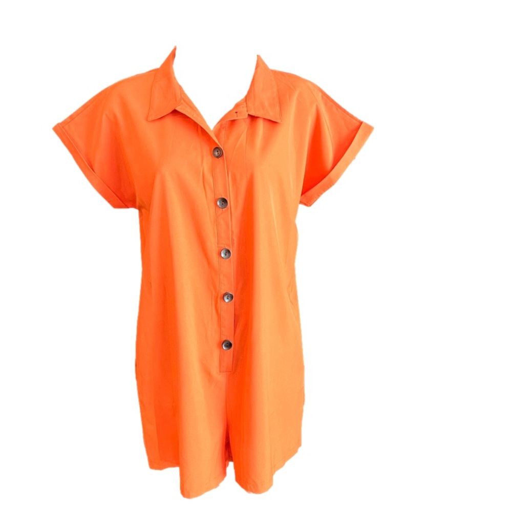 CBR women’s romper culotte NWT Size Medium orange black button down one piece